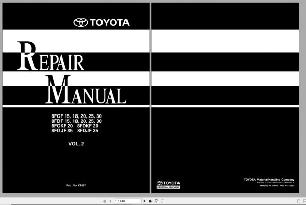 Toyota Forklift 8FGF 15 30 8FDF 15 30 8FGKF 8FDKF 8FGJF 8FDJF Repair Manual 4