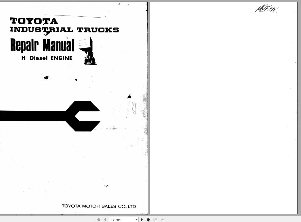 Toyota Forklift H Diesel Engine Repair Manual 1