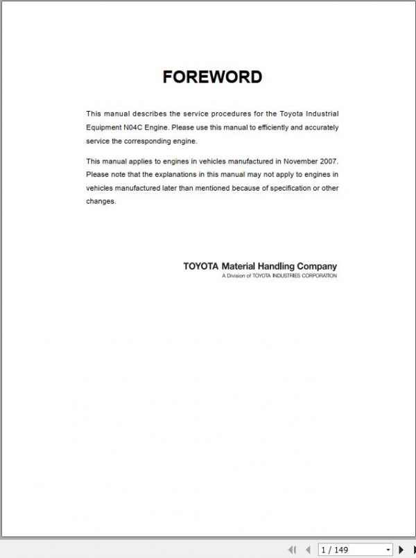 Toyota Forklift N04C Engine Repair Manual 1
