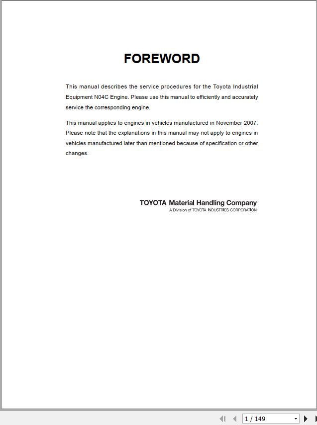 Toyota Forklift N04C Engine Repair Manual 1