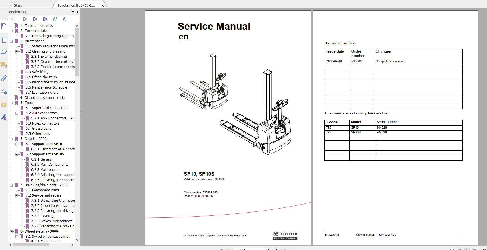 Toyota Forklift SP10 10S Service Manual 1