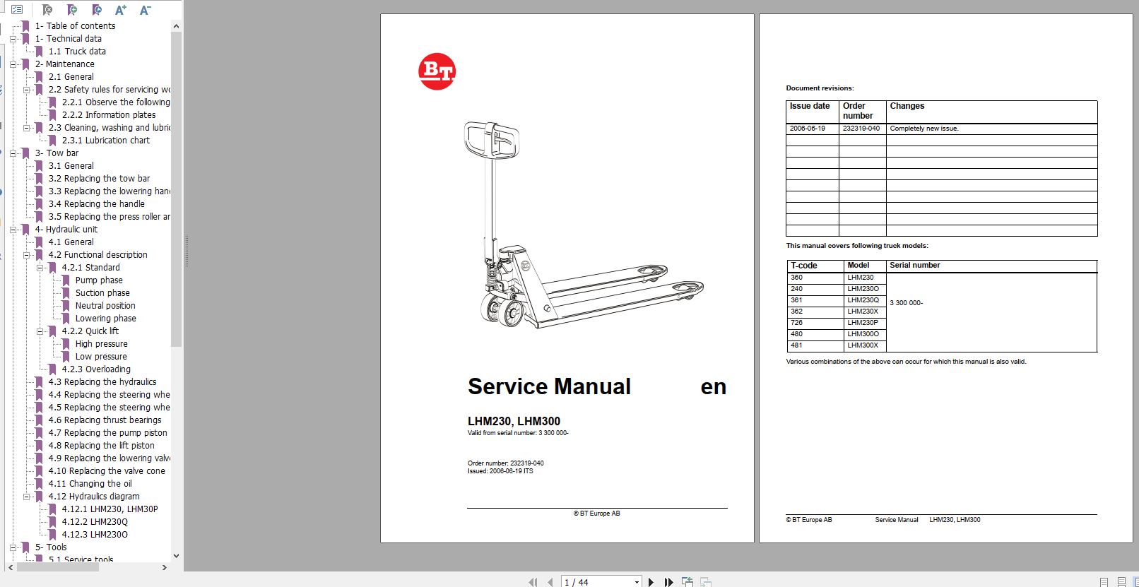 Toyota Hand Pallet HT20 23 Service Manual 1
