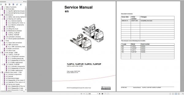 Toyota Order Picker 7LOP12 12P 25 25P Service Manual 1