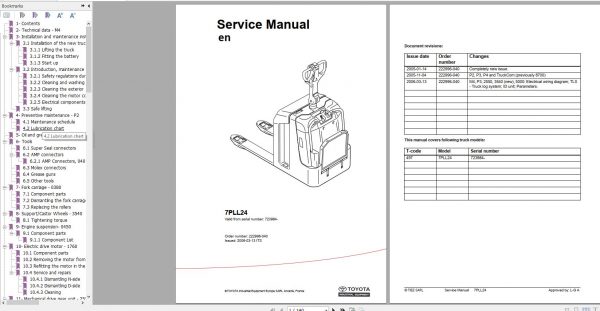 Toyota Powered Pallet 7PLL24 Service Manual 1