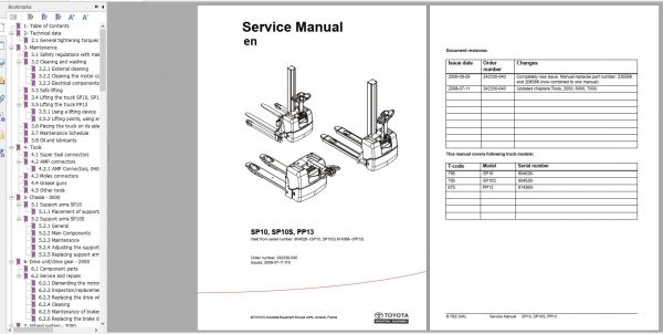 Toyota Powered Pallet SP10 SP10S PP13 Service Manual 1