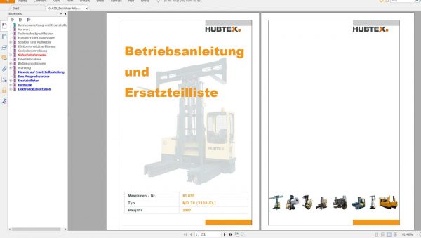 Hubtex Forklift Service and Part Manual DVD 10