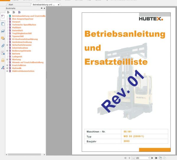 Hubtex Forklift Service and Part Manual DVD 3