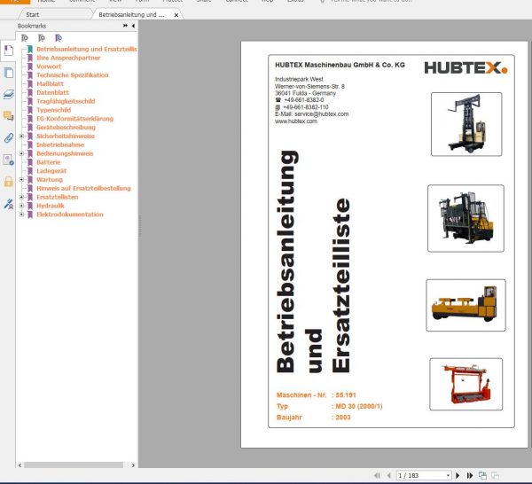 Hubtex Forklift Service and Part Manual DVD 8