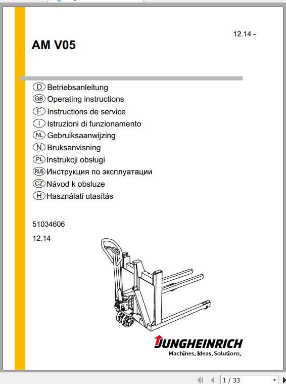 Jungheinrich Forklift AMV 05 Operating Instructions 1