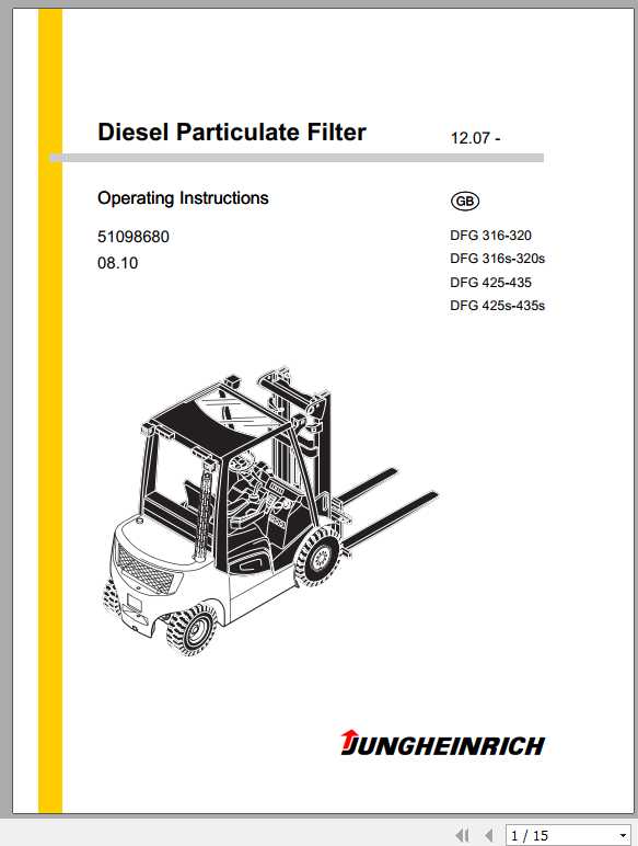 Jungheinrich Forklift DFG 316s 435s Diesel Partuicular Filter Operating Instructions 1 1