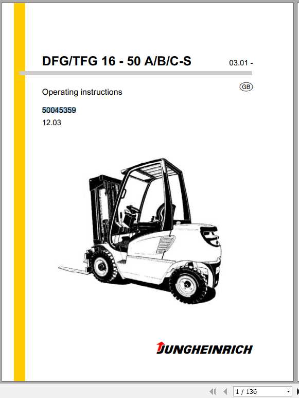 Jungheinrich Forklift DFG TFG 16 50 ABC S Operating Instructions 1