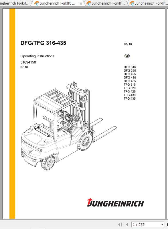 Jungheinrich Forklift DFG TFG 316 550 Operating Instructions 1