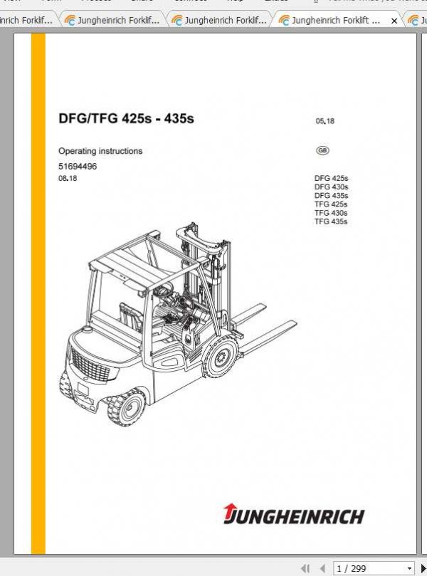 Jungheinrich Forklift DFGTFG 316s 550s Operating Instructions 2