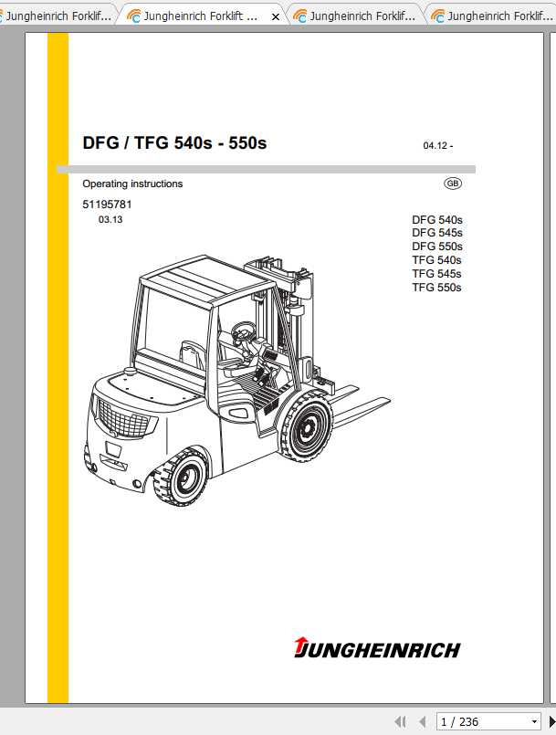 Jungheinrich Forklift DFGTFG 540s 550s Operating Instructions 1 2