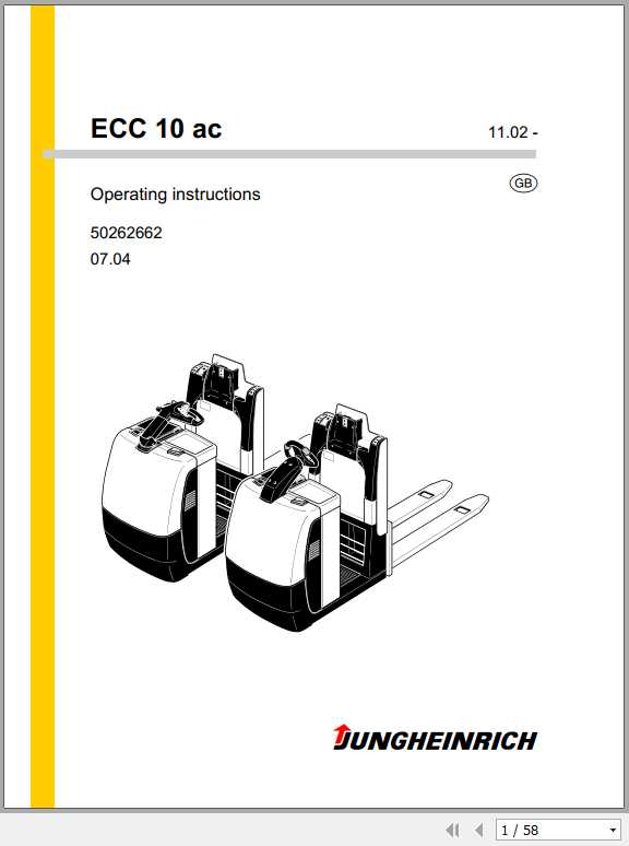 Jungheinrich Forklift ECC 10 ac Operating Instructions 1