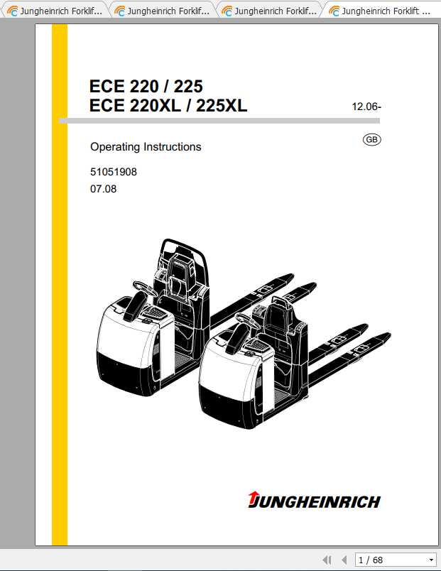 Jungheinrich Forklift ECE 220 225 XL Operating Instructions 1