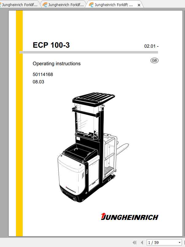 Jungheinrich Forklift ECP 100 160 Operating Instructions 1