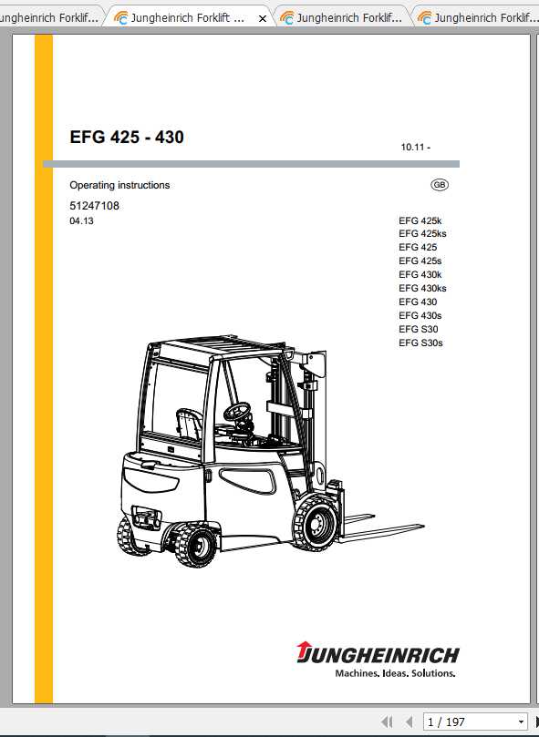 Jungheinrich Forklift EFG 422 430 Operating Instructions 1