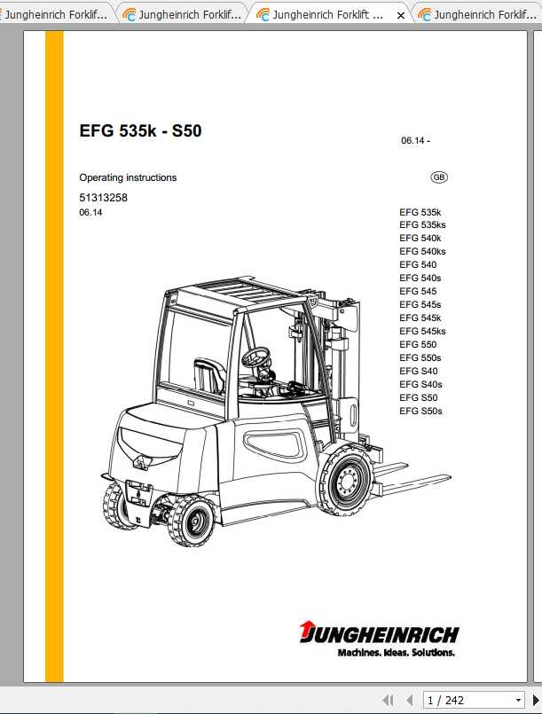 Jungheinrich Forklift EFG 535 550 Operating Instructions 1