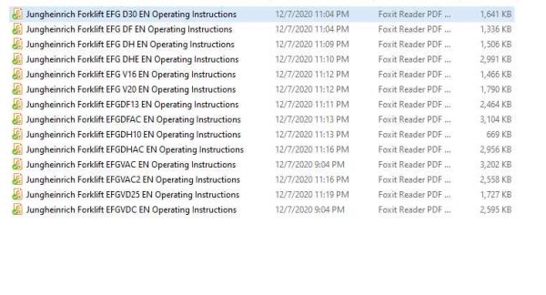 Jungheinrich Forklift EFG Operating Instructions 1