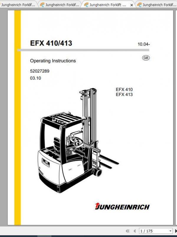 Jungheinrich Forklift EFX 100 410 Operating Instructions 1