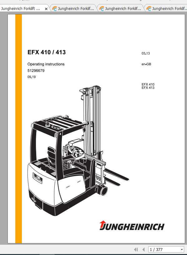Jungheinrich Forklift EFX 100 410 Operating Instructions 2