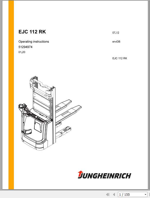 Jungheinrich Forklift EJC 112 RK Operating Instructions 1