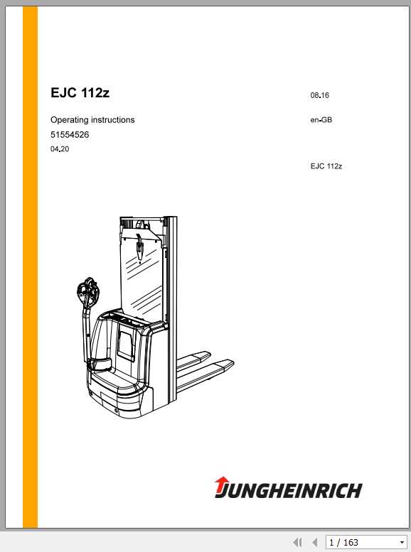 Jungheinrich Forklift EJC 112z Operating Instructions 1