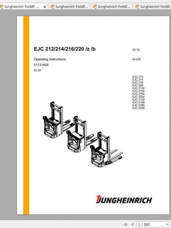 Jungheinrich Forklift EJC 212 220 Operating Instructions 1