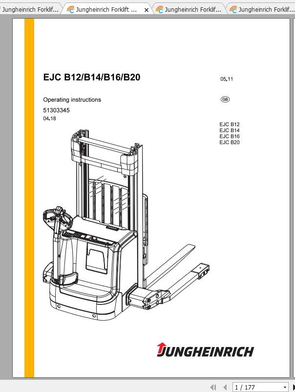 Jungheinrich Forklift EJC B12 B20 Operating Instructions 1