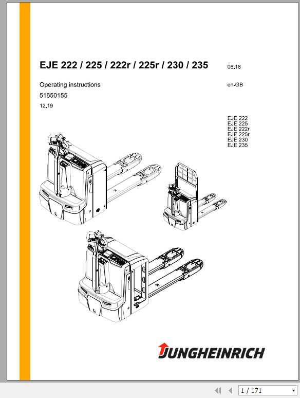 Jungheinrich Forklift EJE 220 235 Operating Instructions 1