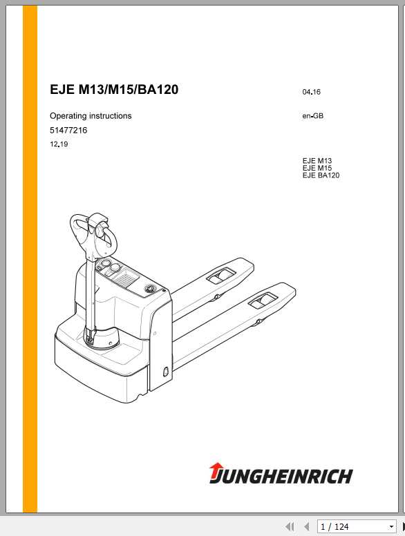Jungheinrich Forklift EJE M13 M15 BA120 Operating Instructions 1