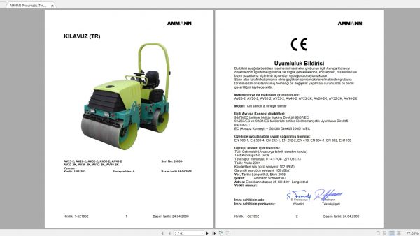 AMMAN Pneumatic Tyred Roller Full PDF Manuals Turkey Languages 4