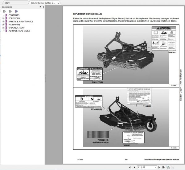 Bobcat ThreePoint Rotary Cutter Service Manual_6989549