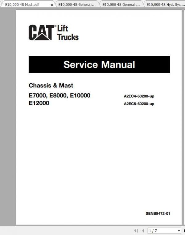 CAT Forklift Truck E7000 12000 Service Manual 2