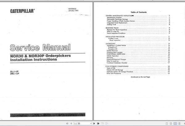 CAT Orderpicker NOR30 NOR30P Service Manual 1