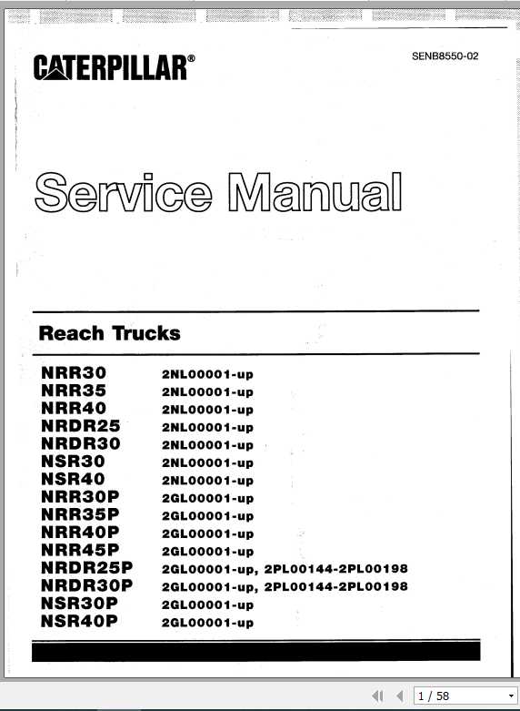 CAT Reach Trucks NRR NSR Service Manual 1