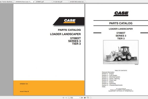 Case Loader Landscaper 570MXT Series 3 Tier 3 Service Manual Parts Catalog 2