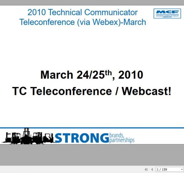 Cat Forklift Trucks March 2010 Technical Communicator Wecast 1