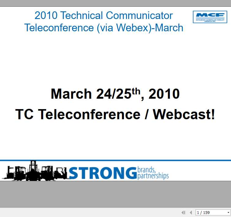 Cat Forklift Trucks March 2010 Technical Communicator Wecast 1