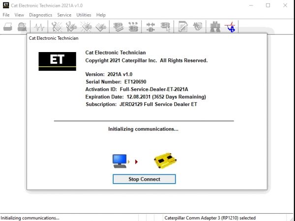 Caterpillar Electronic Technician CAT ET 2021A FPKG License Active 1 1