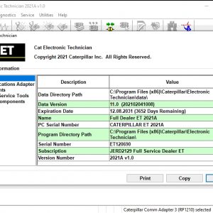 Caterpillar Electronic Technician CAT ET 2021A FPKG License Active 3 1