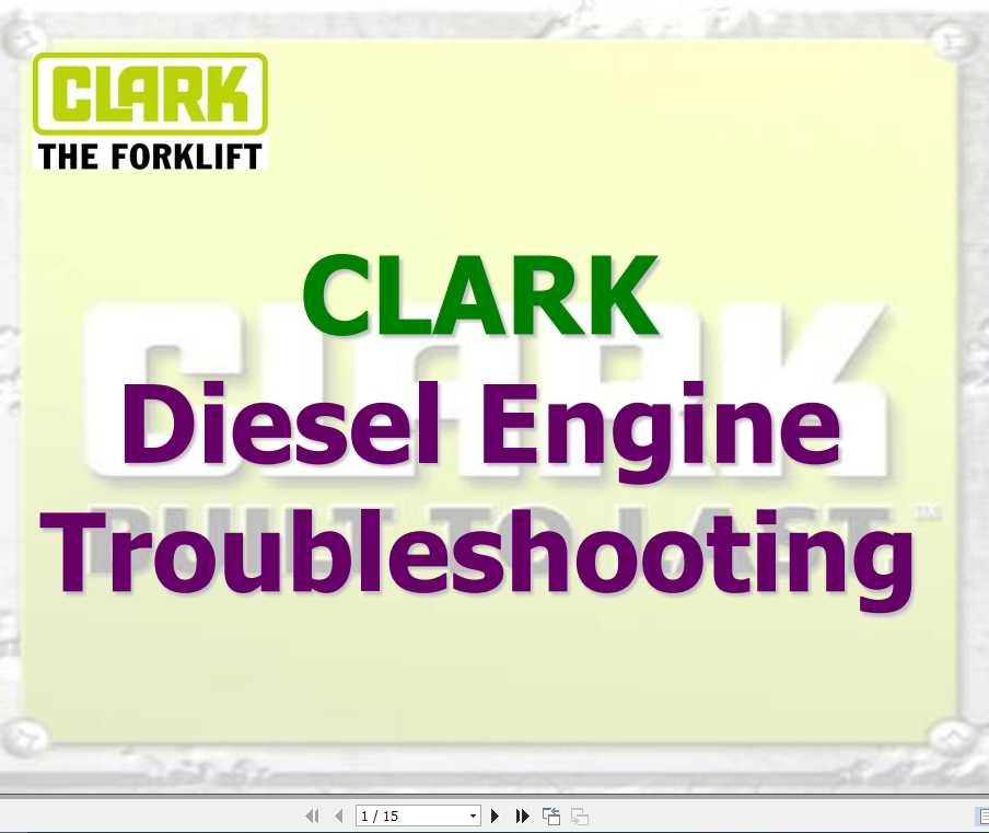 Clark Forklift T0 to T3 Diesel Troubleshooting 1