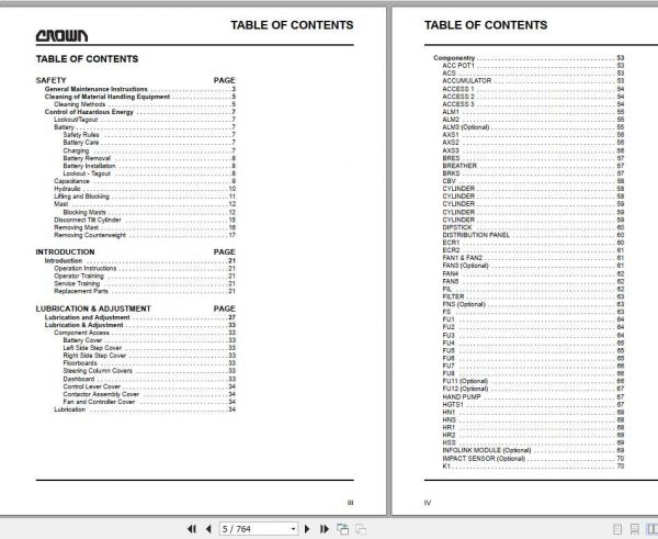 Crown Counterbalance Forklift FC 4500 AC Service Parts Manual PF15703 006 2