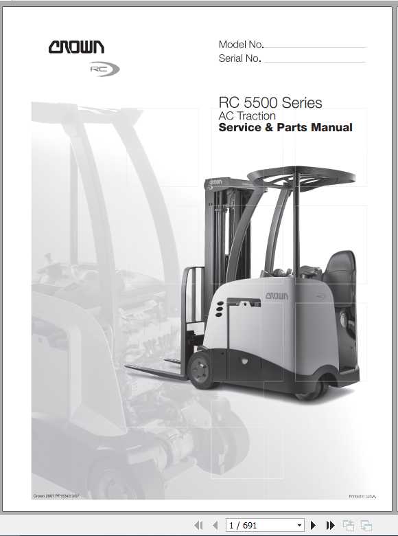 Crown Counterbalance Forklift RC5500 AC Service Parts Manual PF15343 006 1