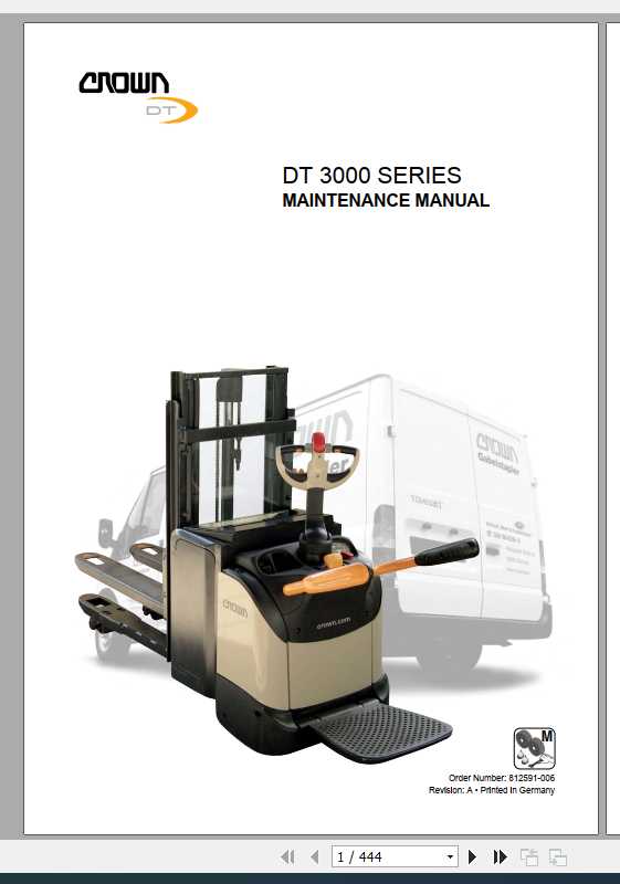 Crown Double Stacker DT3000 Series Maintenance Manual 812591 006 1