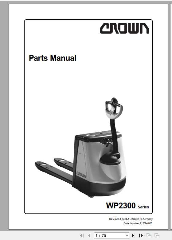 Crown Electric Pallet Truck WP2300 Series Parts Manual 812684 006 1