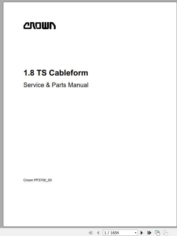 Crown Forklift 1.8 TS EV100 Service Parts Manual 1