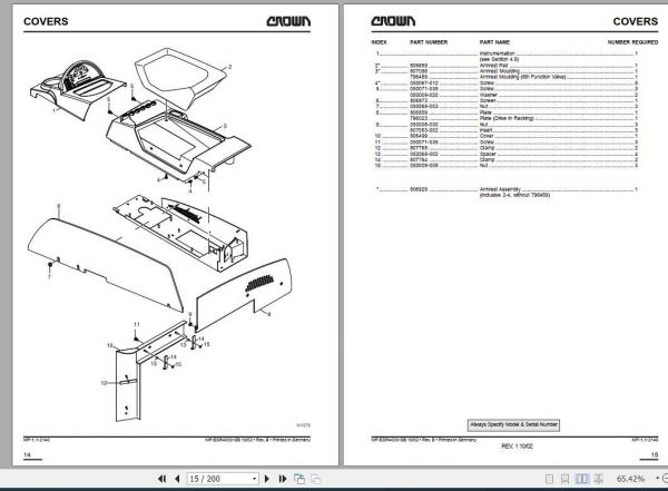 Crown Forklift ESR4000 Series Parts Manual 812674 006 2