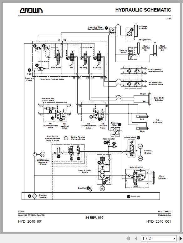Crown Forklift FC 4000 Electrical Hydraulic Schematic 3